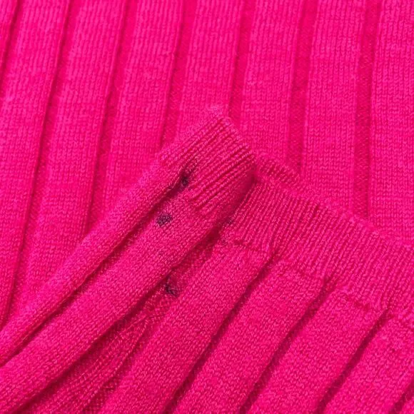BANANA REPUBLIC 100%  Merino Wool Women's Sweater Sz L Crew Neck Ribbed Pink - Picture 5 of 7